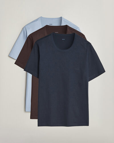 BOSS BLACK 3-Pack Crew Neck T-Shirt Brown/Blue/Navy