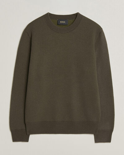 BOSS CAMEL Farrison Cashmere Knitted Sweater Open Green