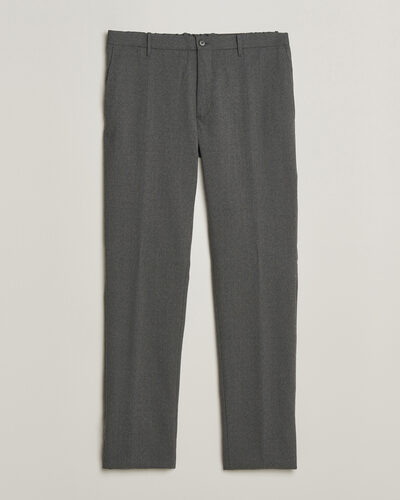 Incotex Slim Fit Washable Flannel Trousers Grey Melange