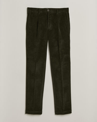 Incotex Regular Fit Washed Corduroy Slacks Forest Green