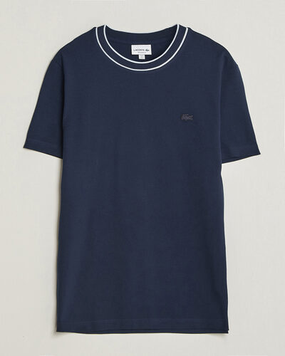 Lacoste Contrast Rib Piqué T-Shirt Navy Blue
