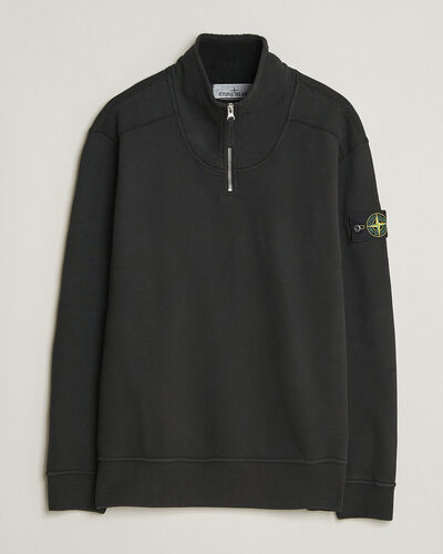 Stone Island Brushed Cotton Fleece Half Zip Black
