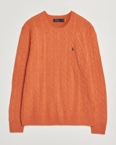 Polo Ralph Lauren Wool/Cashmere Cable Crew Neck Orange Jasper Heather