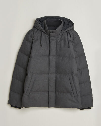 Gant Flannel Down Hooded Jacket Black Grey