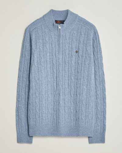Morris Hertford Cable Half Zip Blue