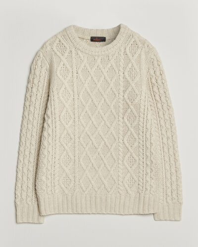 Morris Ramsey Cable Sweater Off White