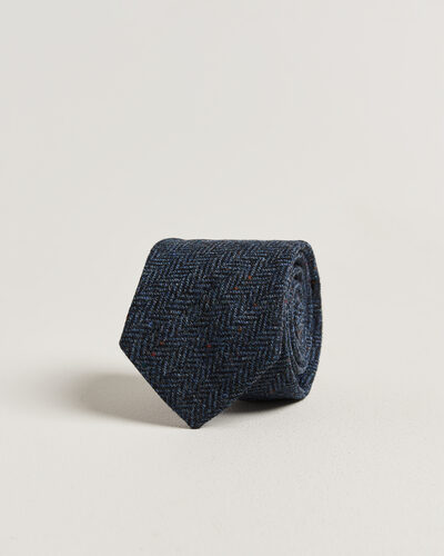 Amanda Christensen Wool Herringbone 8cm Tie Navy
