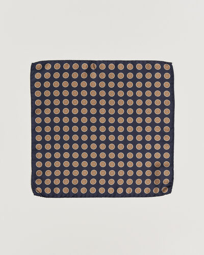 Amanda Christensen Silk Twill Medallion Pocket Square Navy