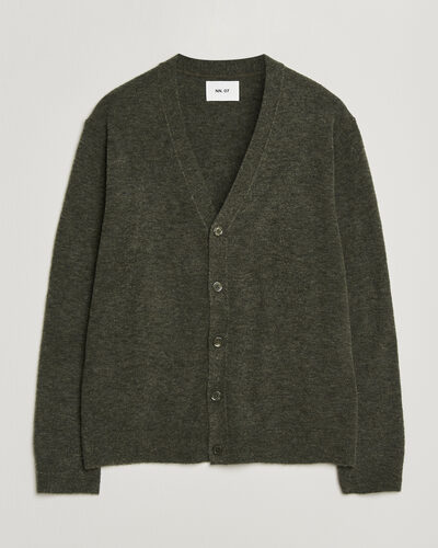 NN07 Gavin Brushed Wool Knitted Cardigan Dark Army
