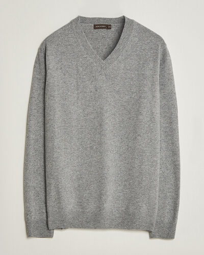 Oscar Jacobson Gregor Wool/Cashmere V-Neck Grey Melange