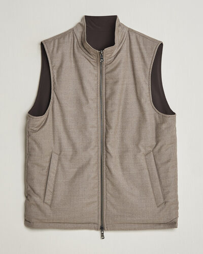 Oscar Jacobson Nylon/Wool Reversible Vest Taupe