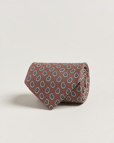 Stenströms Printed Silk Paisley Tie 7,5cm Rust