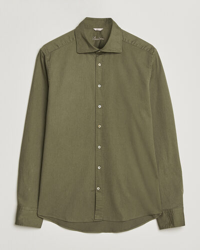 Stenströms Slimline Garment Washed Shirt Green Denim