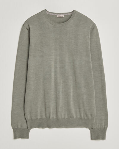 Stenströms Merino Patch Crew Neck Green/Grey