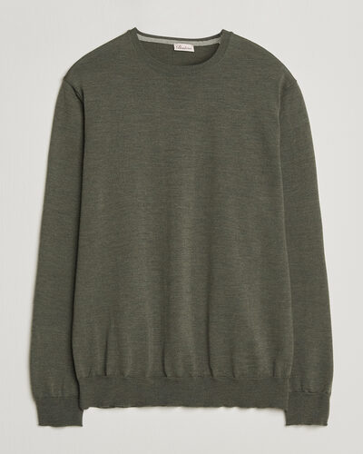 Stenströms Merino Patch Crew Neck Dark Green