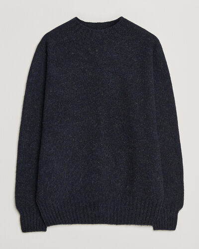 Sunspel Brushed Shetland Crew Neck Dark Navy