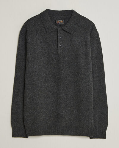 BEAMS PLUS Knitted Wool Polo Charcoal