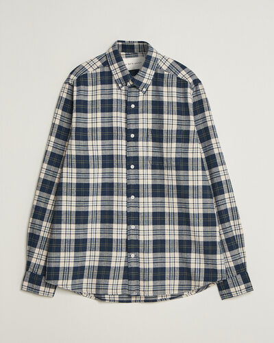 A Day's March Classic Checked Flannel Shirt Navy/White