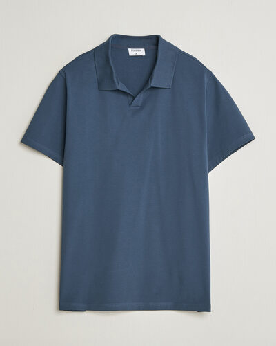 Filippa K Soft Lycra Polo T-Shirt Stone Blue