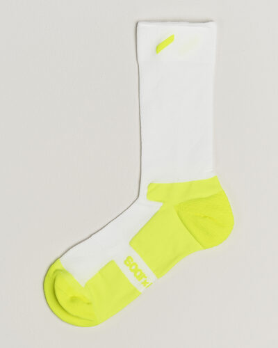 SOAR Running Crew Race Socks White/Fluro Yellow