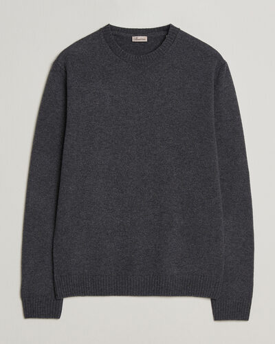 Stenströms Knitted Lambswool Crew Neck Dark Grey Melange