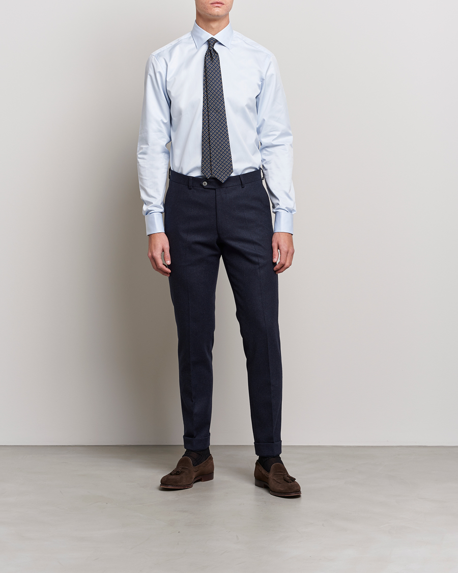 Herren | Hemden | Stenströms | Fitted Body Shirt Double Cuff Blue