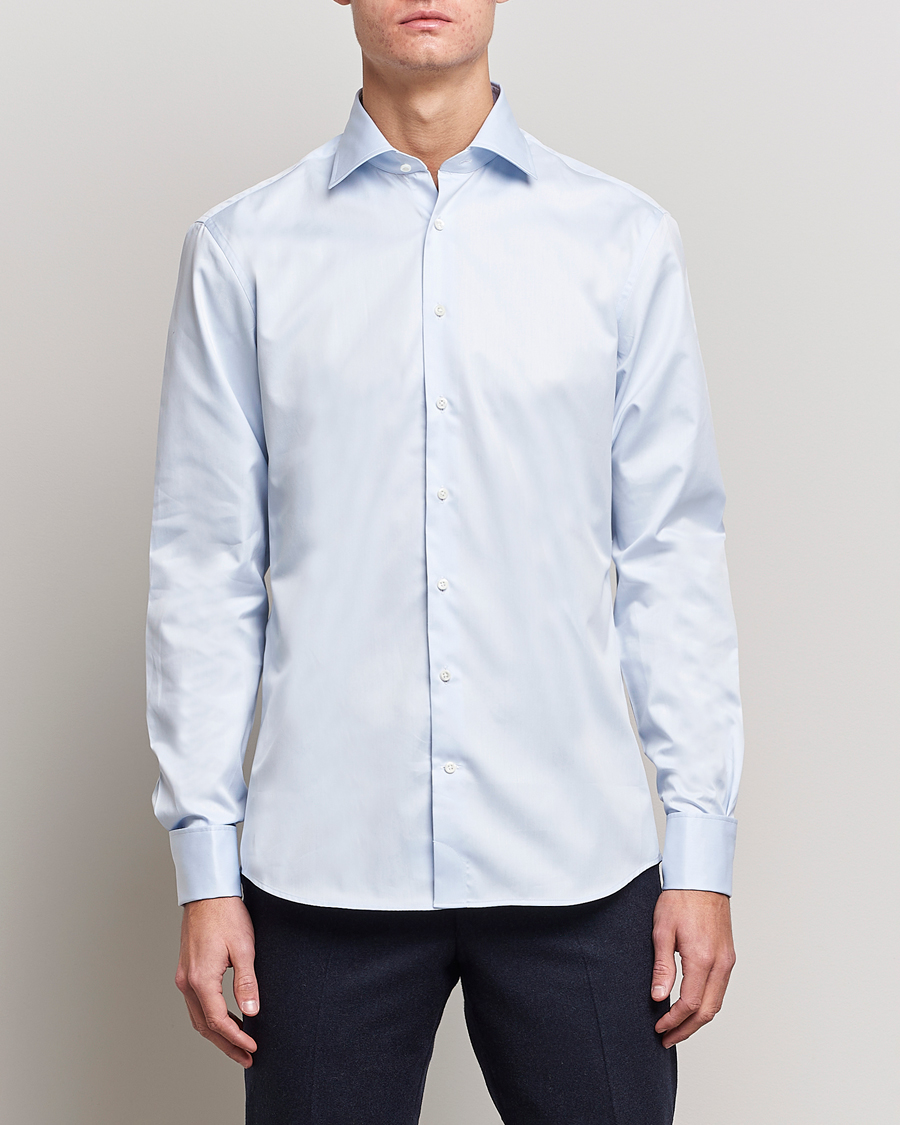 Herren |  | Stenströms | Fitted Body Shirt Double Cuff Blue