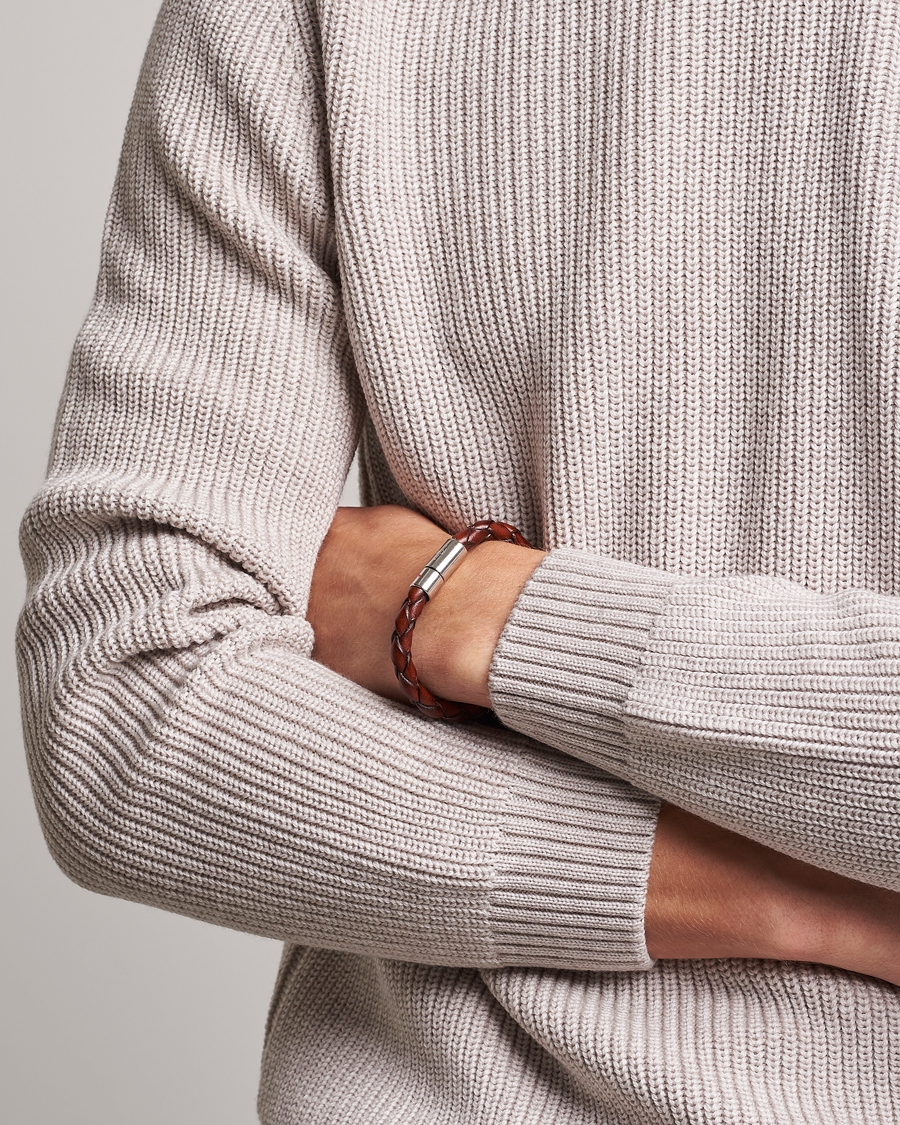 Herren | Skultuna Leather Bracelet Plaited 7 by Lino Ieluzzi Brown | Skultuna | Leather Bracelet Plaited 7 by Lino Ieluzzi Brown