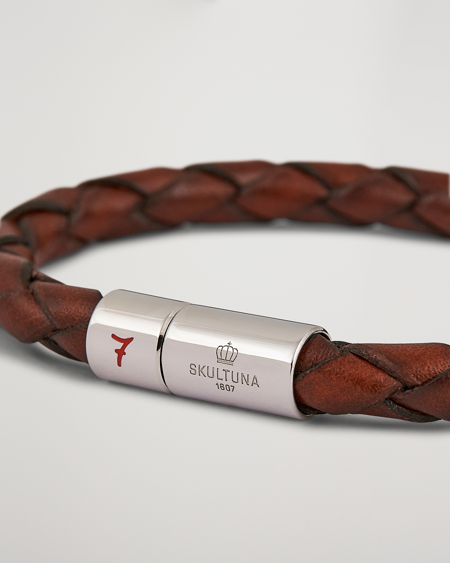 Herren | Skultuna Leather Bracelet Plaited 7 by Lino Ieluzzi Brown | Skultuna | Leather Bracelet Plaited 7 by Lino Ieluzzi Brown