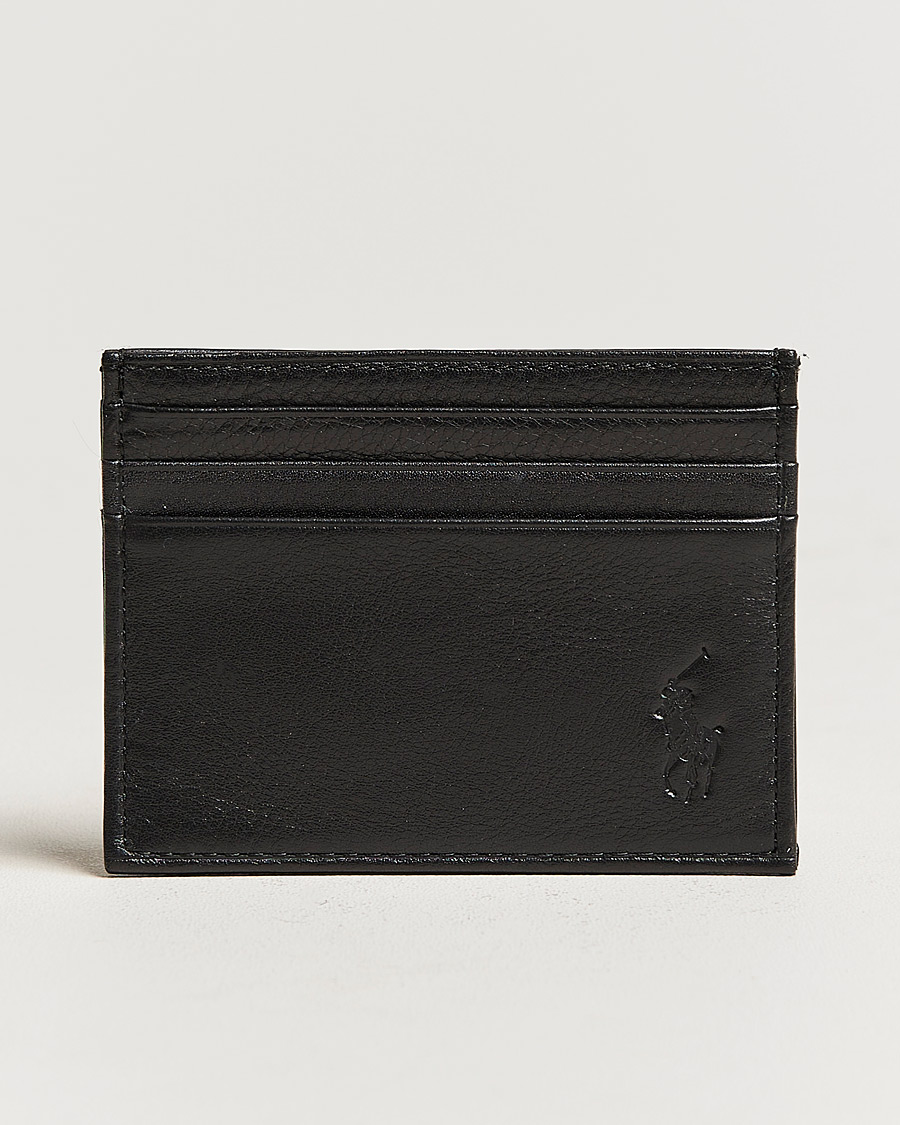 Herren | Polo Ralph Lauren Pebble Leather Slim Card Case Black | Polo Ralph Lauren | Pebble Leather Slim Card Case Black