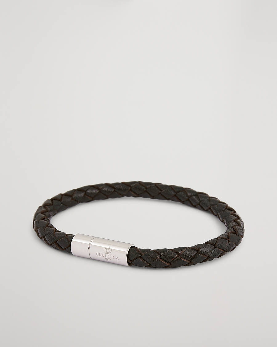 Herren | Schmuck | Skultuna | One Row Leather Bracelet Dark Brown Steel