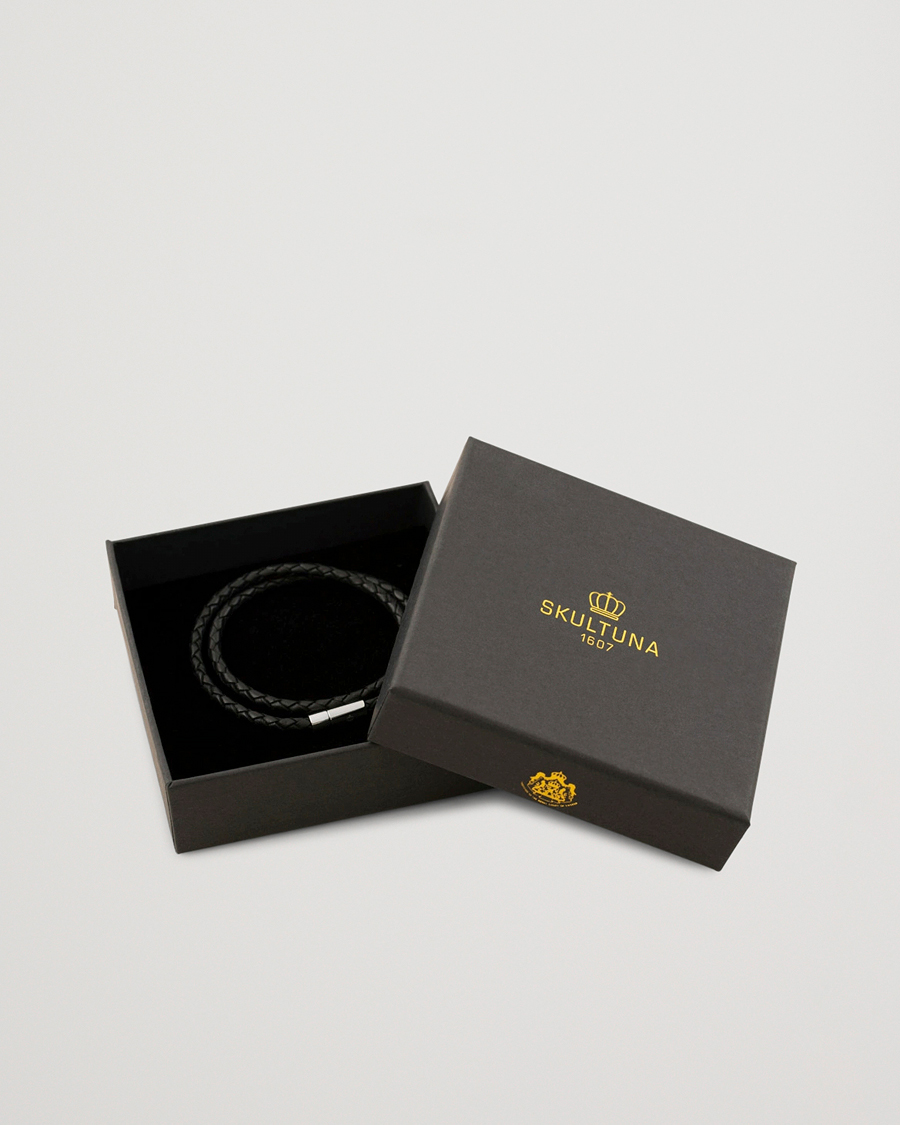 Herren | Schmuck | Skultuna | Two Row Leather Bracelet Black Steel
