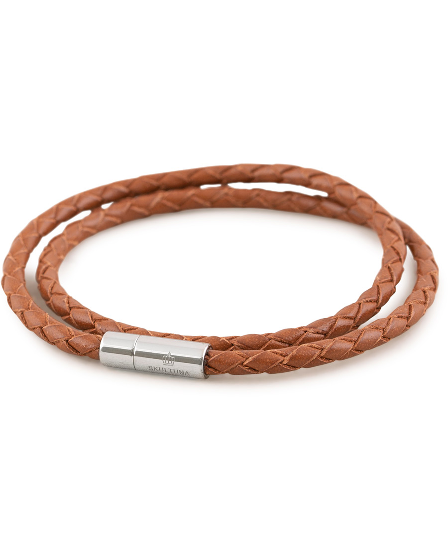 Herren | Skultuna Two Row Leather Bracelet Brown Steel | Skultuna | Two Row Leather Bracelet Brown Steel