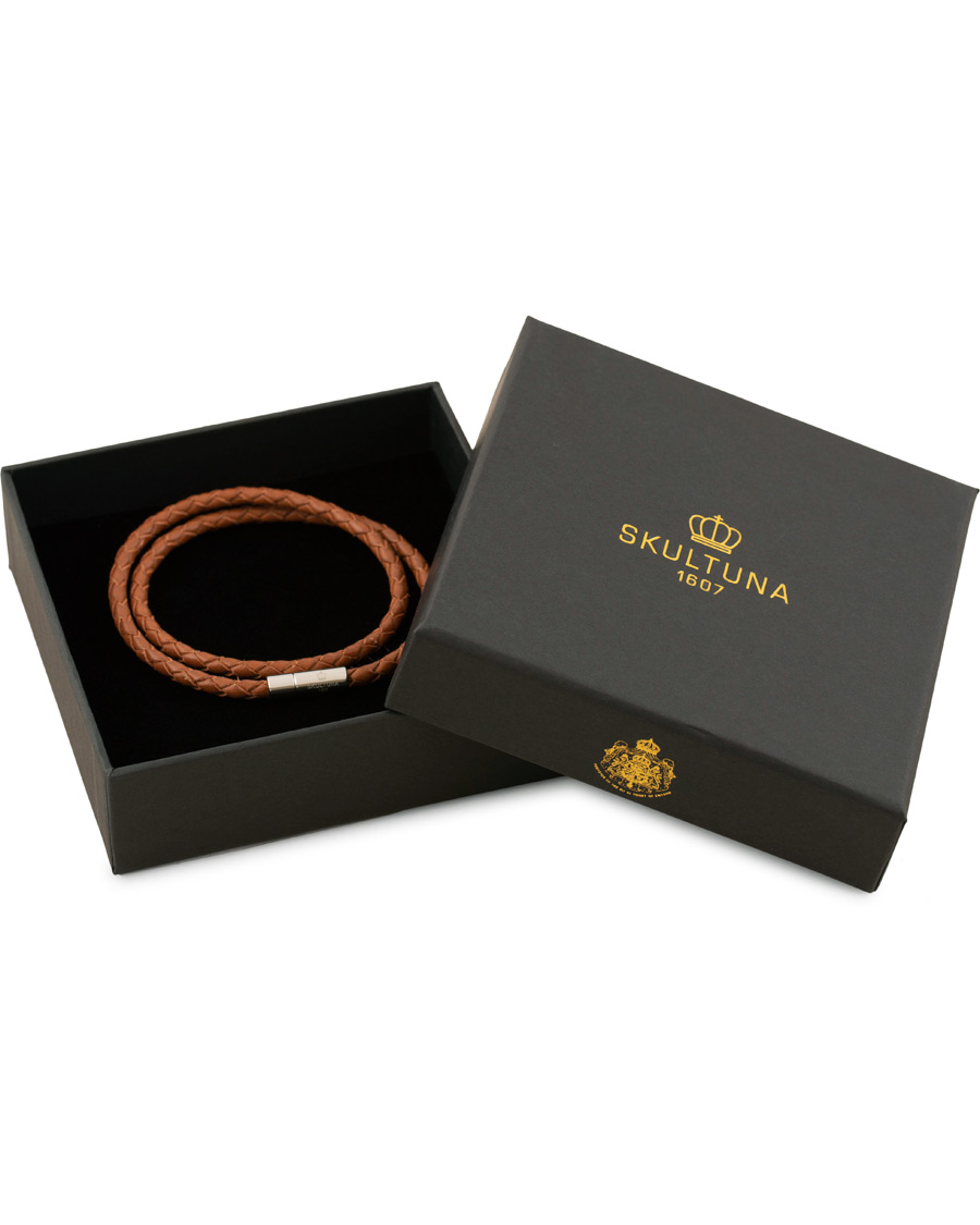 Herren | Skultuna Two Row Leather Bracelet Brown Steel | Skultuna | Two Row Leather Bracelet Brown Steel