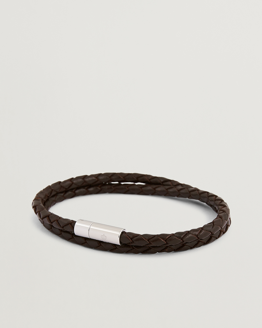 Herren | Skultuna Two Row Leather Bracelet Dark Brown Steel | Skultuna | Two Row Leather Bracelet Dark Brown Steel