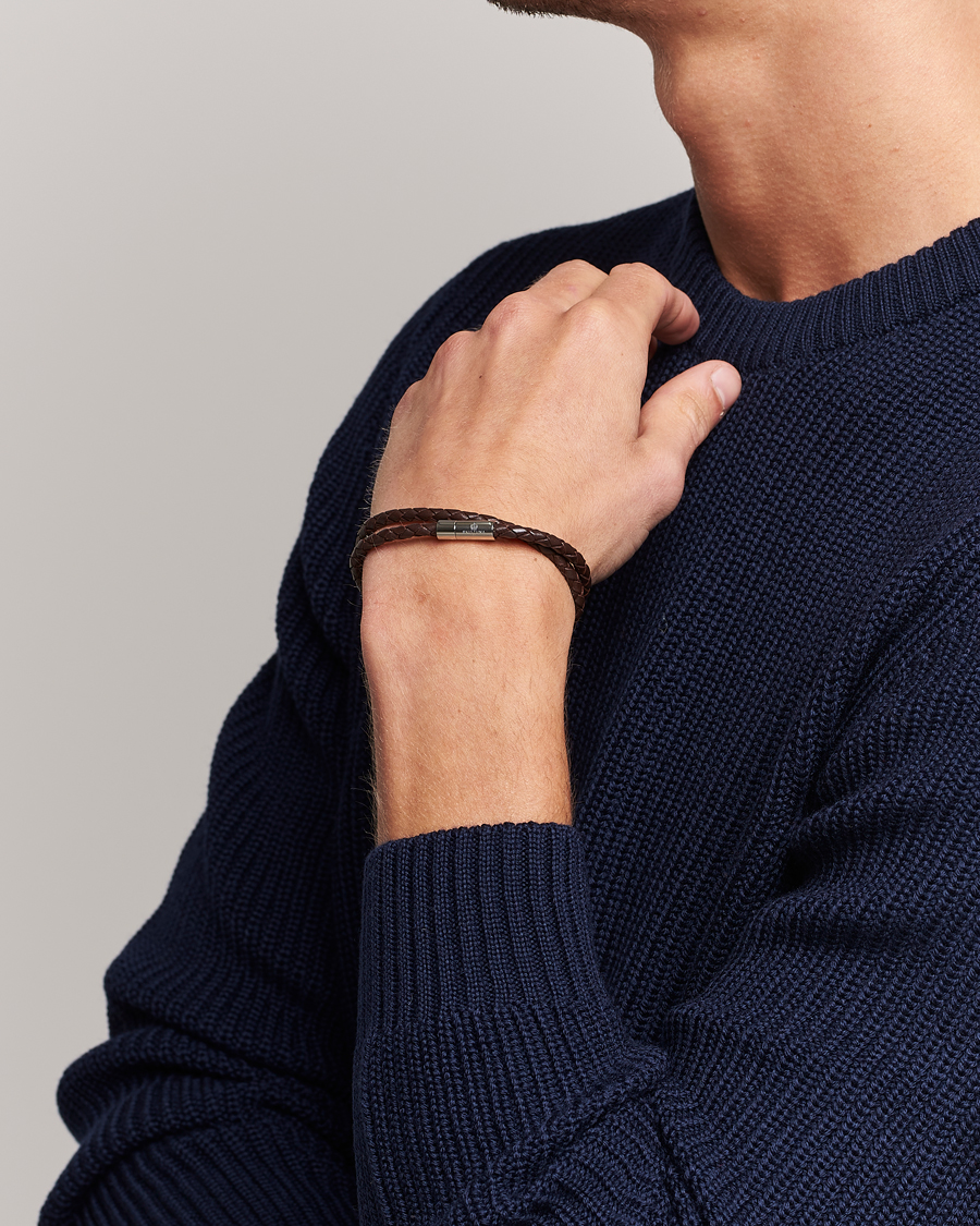 Herren | Skultuna Two Row Leather Bracelet Dark Brown Steel | Skultuna | Two Row Leather Bracelet Dark Brown Steel