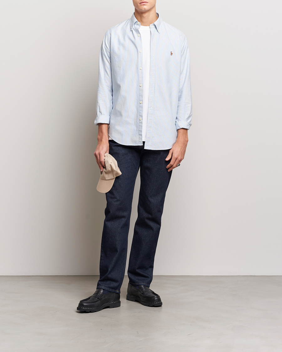 Herren | Hemden | Polo Ralph Lauren | Custom Fit Oxford Shirt Stripes Blue