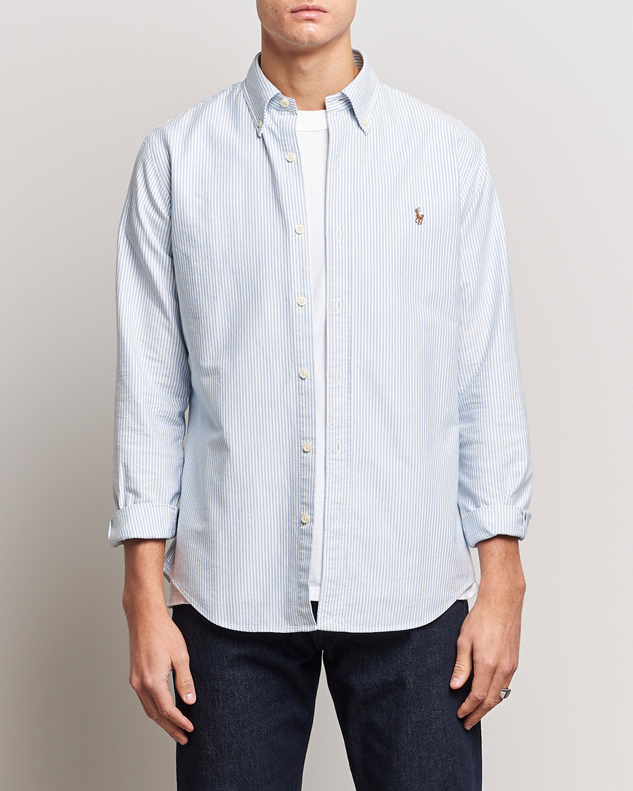 Herren | Alla produkter | Polo Ralph Lauren | Custom Fit Oxford Shirt Stripes Blue