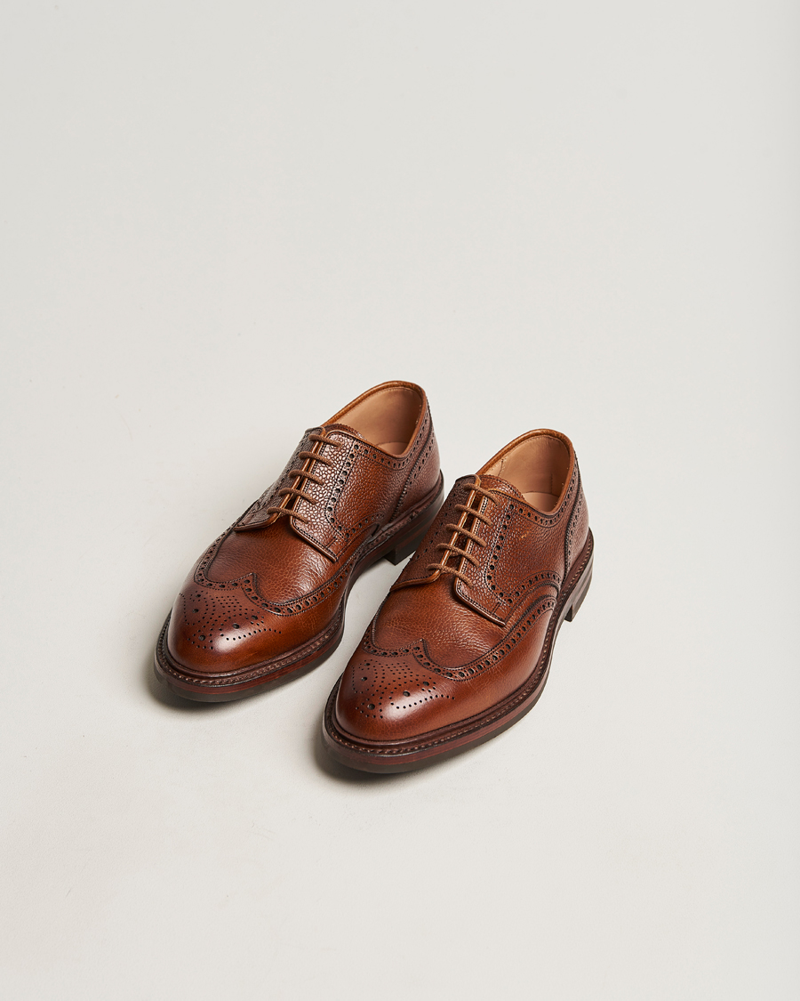 Herren | Handgefertigte Schuhe | Crockett & Jones | Pembroke Derbys Tan Grained Calf