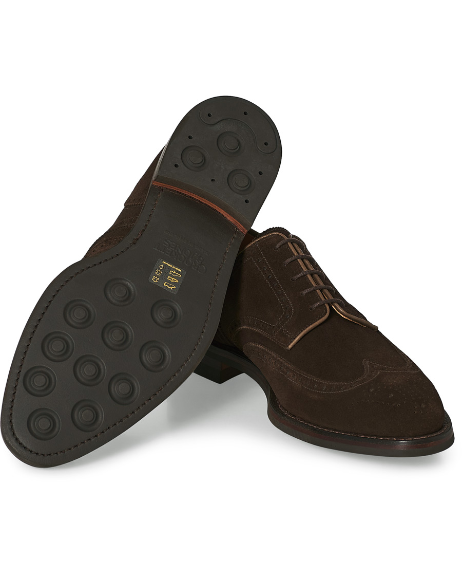 Herren | Crockett & Jones Swansea Brogue Dark Brown Suede | Crockett & Jones | Swansea Brogue Dark Brown Suede