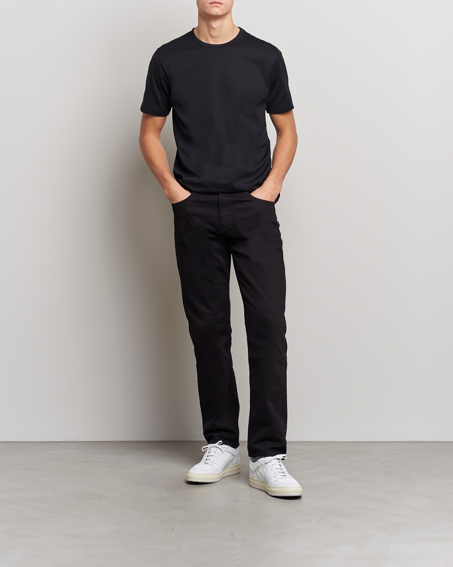 Herren | T-Shirts | Sunspel | Crew Neck Q82 Cotton T-Shirt Black