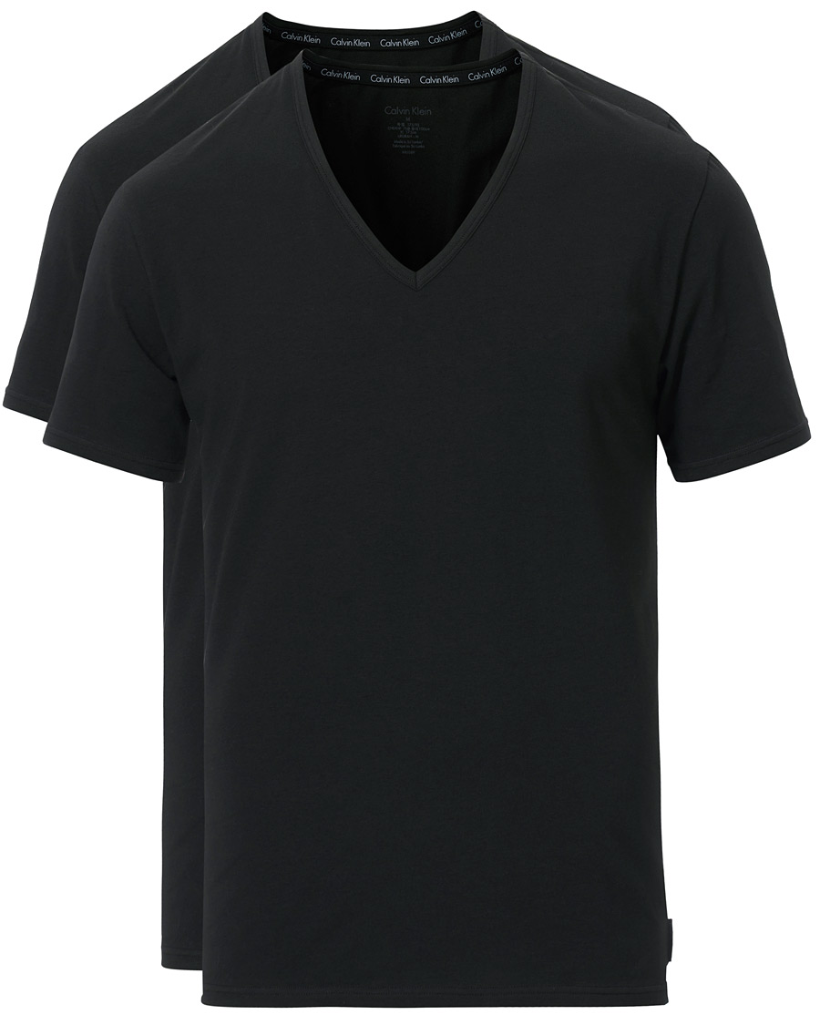 Herren | T-Shirts | Calvin Klein | Cotton V-Neck Tee 2-Pack Black