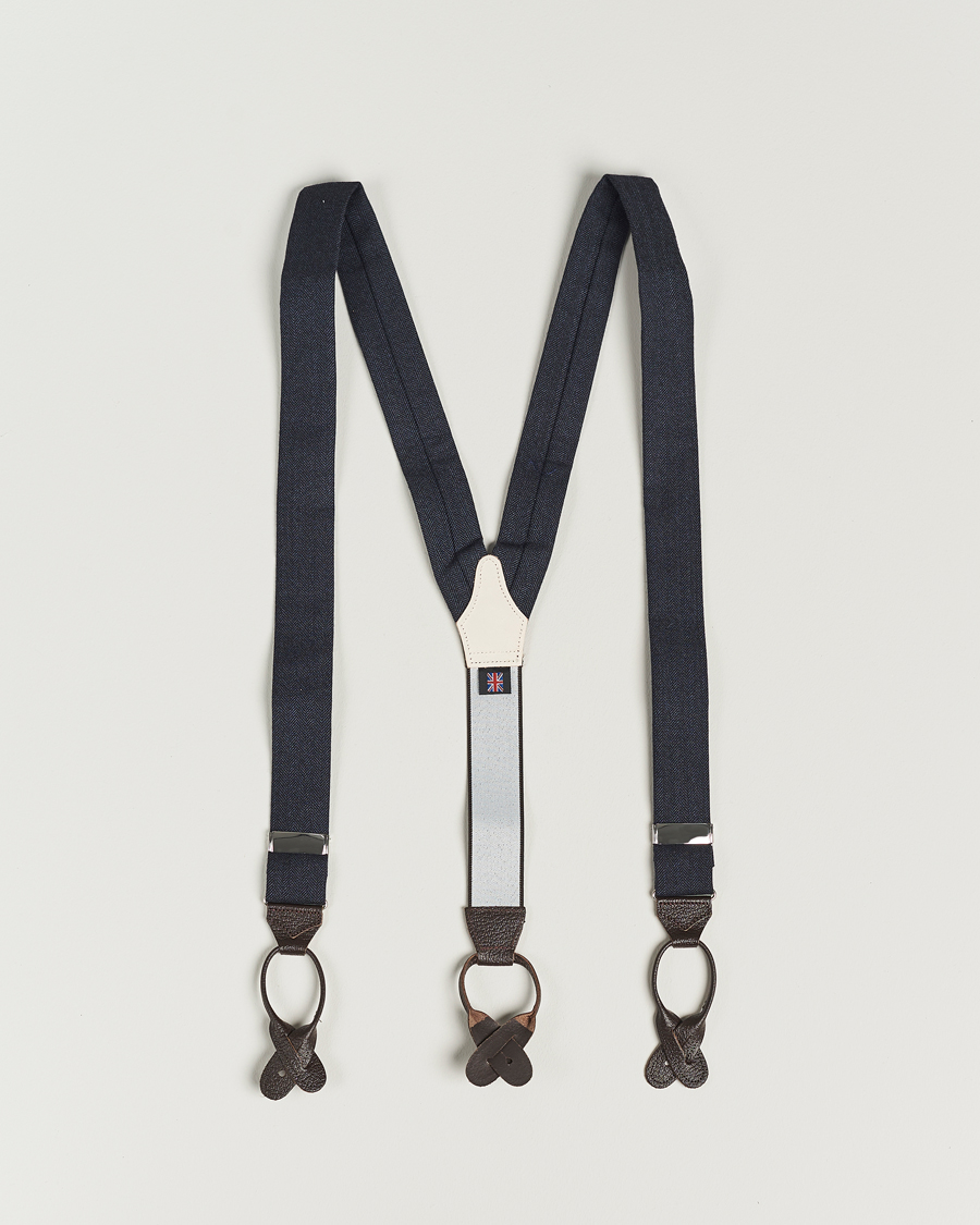 Herren | Hosenträger | Albert Thurston | Herringbone Braces 40mm Dark Blue