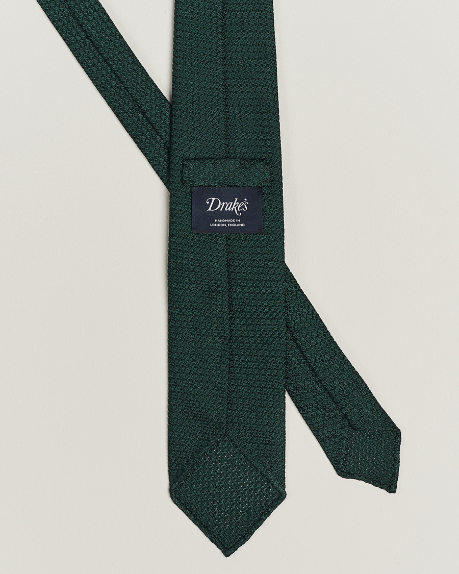 Herren | Krawatten | Drake's | Large Knot Handrolled Grenadine Silk Tie Green