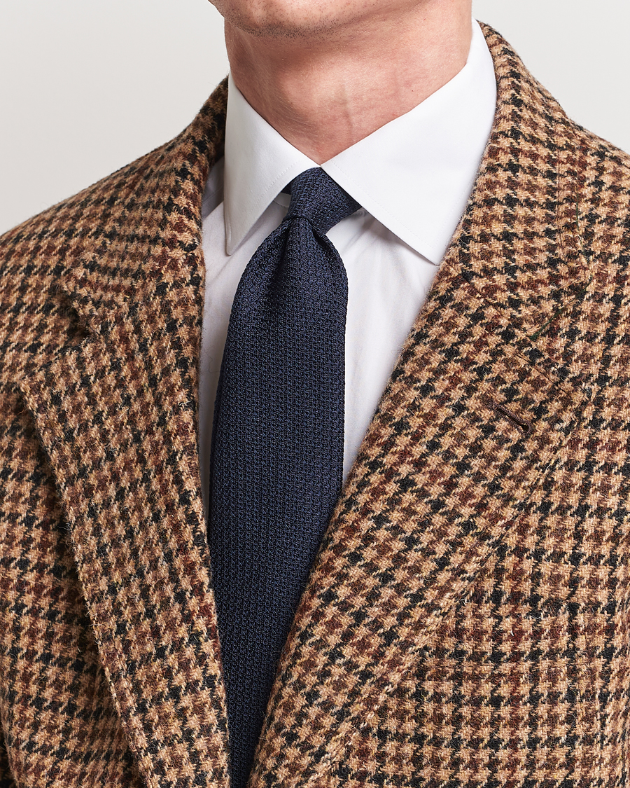 Herren | Krawatten | Drake's | Drake'sLarge Knot Handrolled Grenadine Silk TieNavy