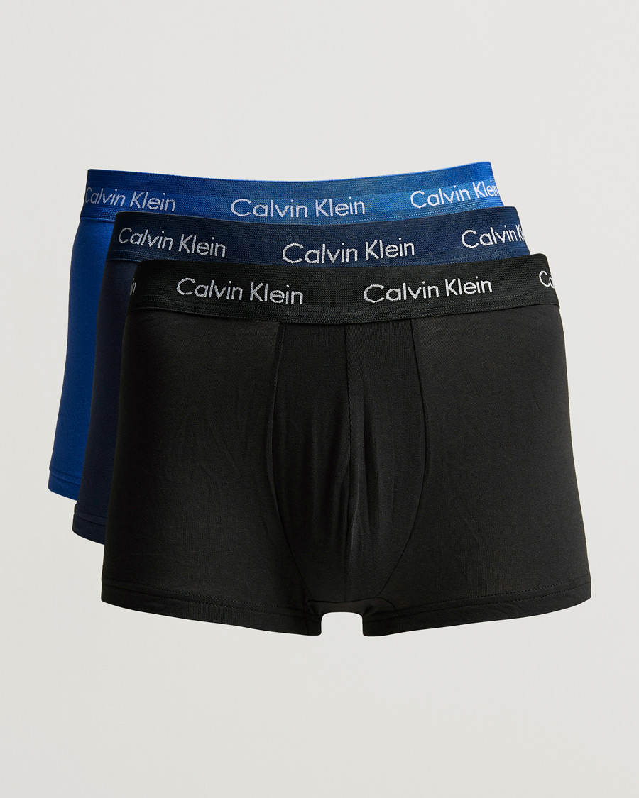 Herren | Unterwäsche | Calvin Klein | Cotton Stretch Low Rise Trunk 3-pack Blue/Black/Cobolt