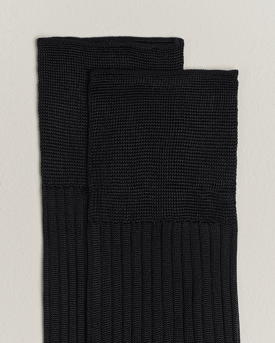 Herren | Kniestrümpfe | Pantherella | Baffin Silk Long Sock Black