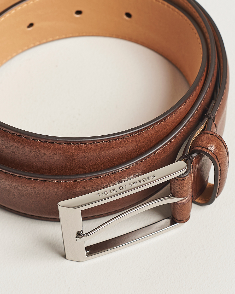 Herren | Business Casual | Tiger of Sweden | Helmi Leather 3,5 cm Belt Brown