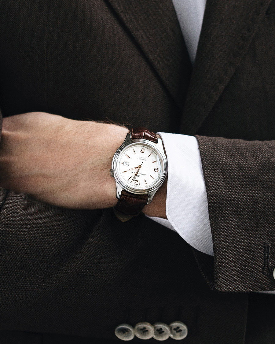 Herren | Sjöö Sandström Royal Steel Classic 41mm Ivory and Brown Alligator | Sjöö Sandström | Royal Steel Classic 41mm Ivory and Brown Alligator