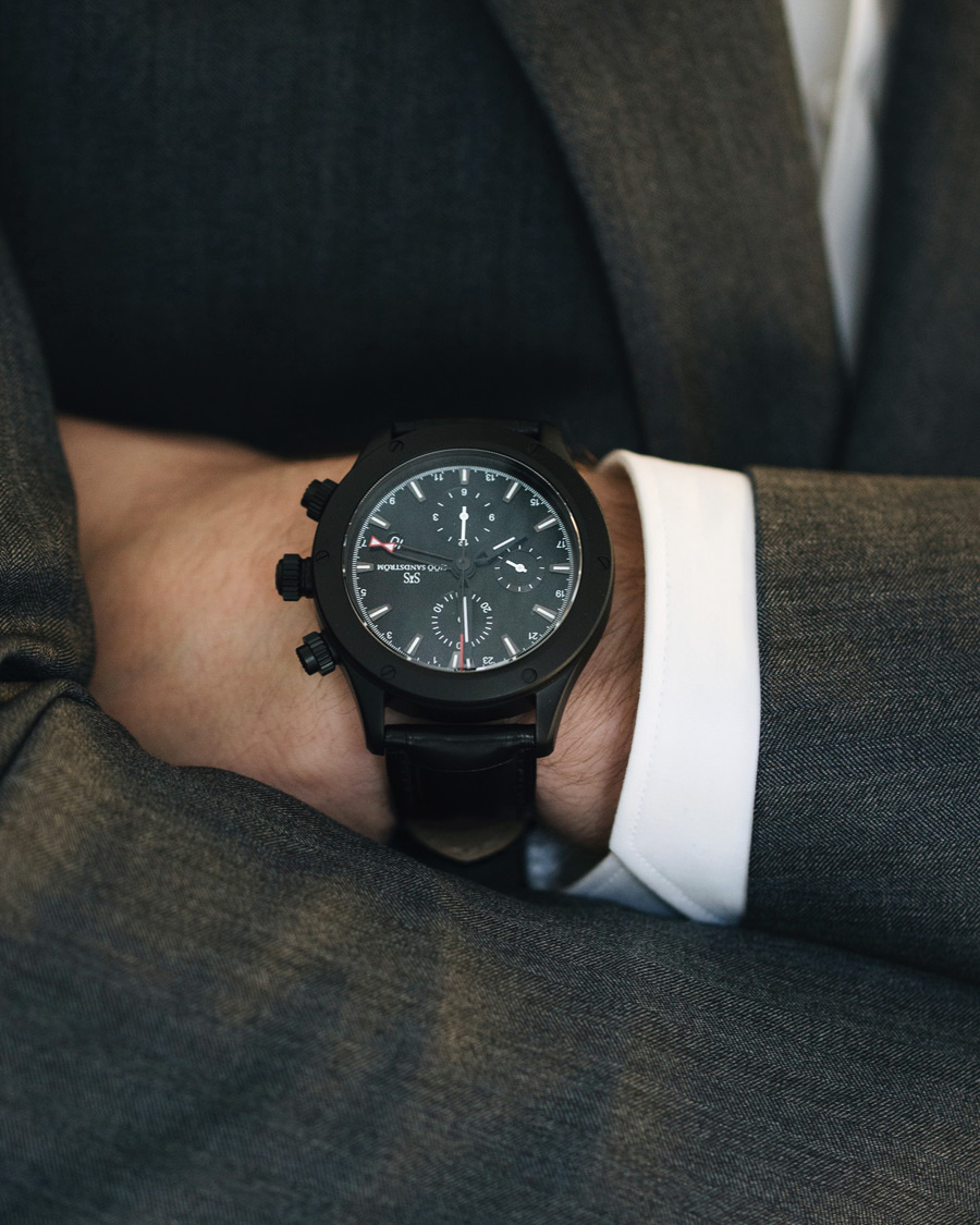 Herren | Sjöö Sandström UTC Extreme 44,2mm Black and Black Alligator | Sjöö Sandström | UTC Extreme 44,2mm Black and Black Alligator